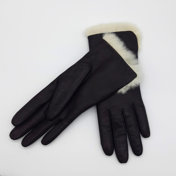 Vintage Frownes - Size 6 1/2 Fur line Leather gloves Brown - Picture 7 of 7